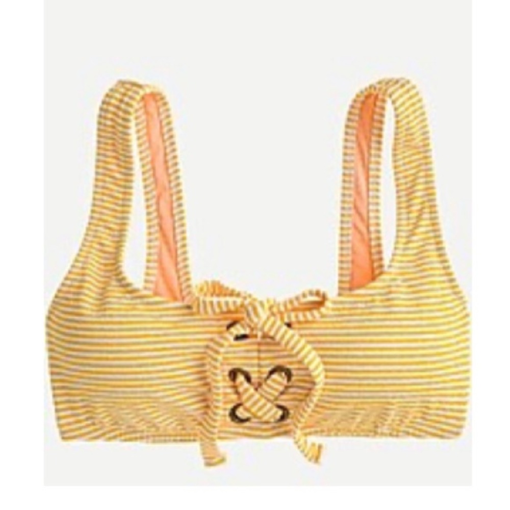 NWT J Crew Lace-up bikini top in faded stripe